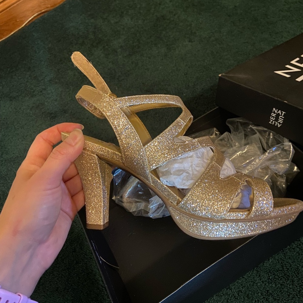 Naturalizer Gold Glitter Heels